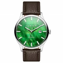 Coupon ✔️ Fawler Timon | Green 👩 Mother-of-Pearl Automatic Leather ⌚ Watch 💯