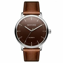 Discount ❤️ Waykins Colornetic | Silver-Tone With Colour-Changing Dial Brown Leather ⌚ Watch 🎁 -WATCHES FOR MEN Sales 1 1 419c0b95dd85892674dfca0f46a36d77