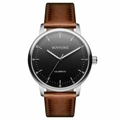 Discount ❤️ Waykins Colornetic | Silver-Tone With Colour-Changing Dial Brown Leather ⌚ Watch 🎁 -WATCHES FOR MEN Sales 1 1 42219b8f05c8d34124aadf6c8855b401