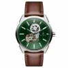 Promo 👏 Seizmont Cor | Silver-Tone Stainless Steel Skeleton ⌚ Watch With Bold Green Dial 🛒 -WATCHES FOR MEN Sales 1 1 49a607a335d1ed74d077ea1ced4f6005