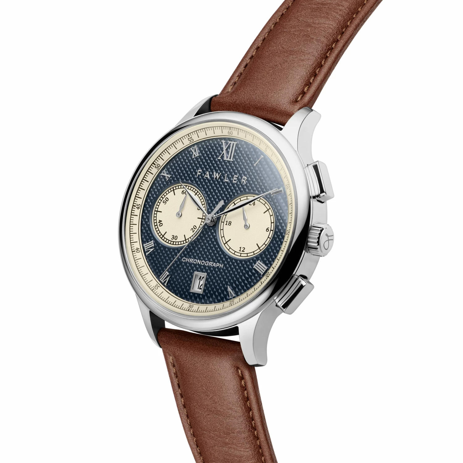 Best deal π Fawler Cicero | Silver-Tone With Blue Dial Vintage Chronograph Brown Leather β Watch β 7 Best deal π Fawler Cicero | Silver-Tone With Blue Dial Vintage Chronograph Brown Leather β Watch β - Image 5