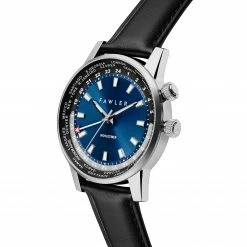 Best Pirce 😀 Fawler Gentium | Blue Stainless Steel World-time GMT ⌚ Watch 😉 -WATCHES FOR MEN Sales 1 2dzent