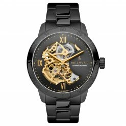 Best Pirce ๐ Seizmont Dante II | Black Stainless Steel Skeleton โ Watch With Black Dial & Gold-Tone Movement โค๏ธ