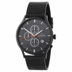 Outlet ๐ Sidegren Revil | Black Chronograph โ Watch With Black Dial & Black Leather Strap ๐