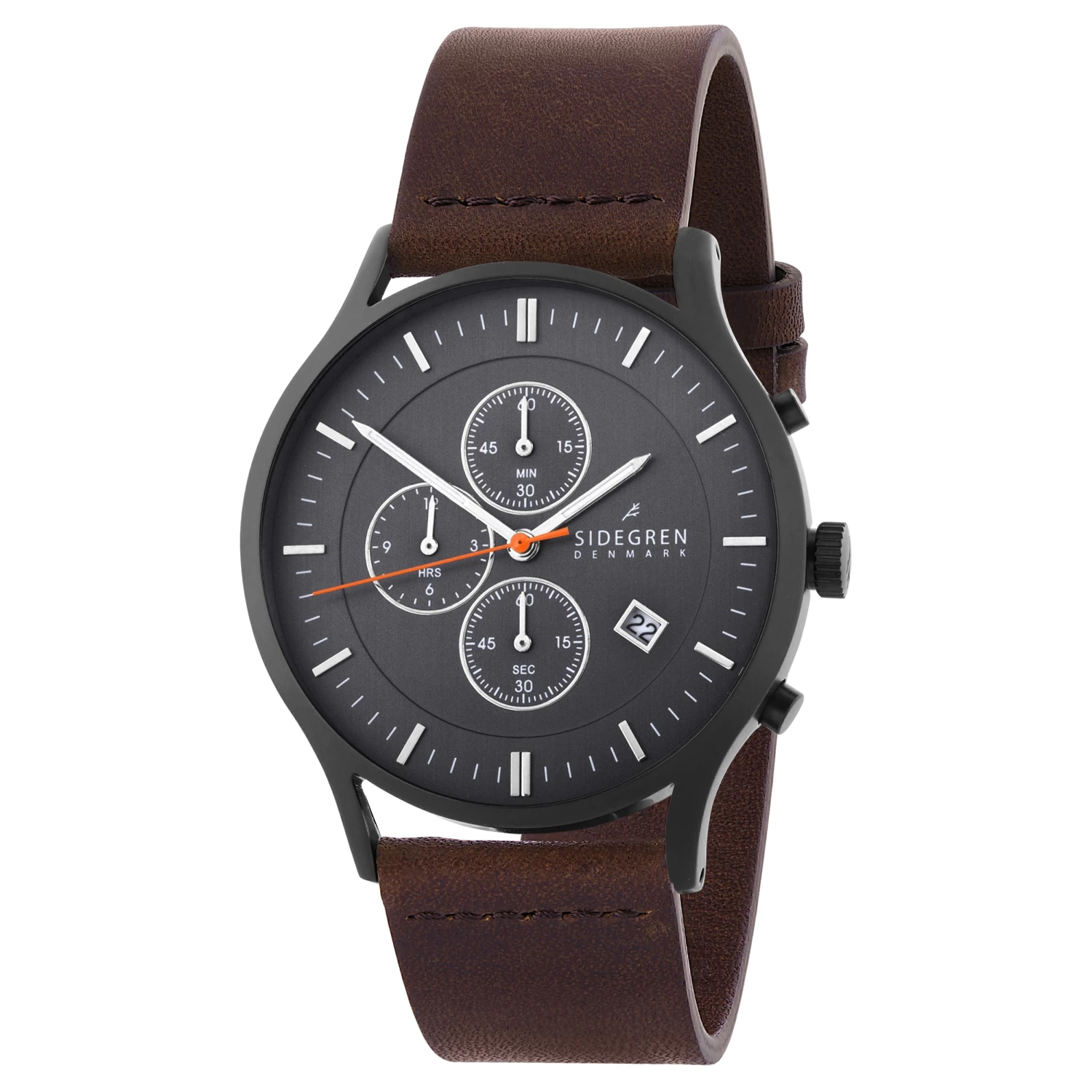 Flash Sale ๐ Sidegren Revil | Black Chronograph โ Watch With Black Dial, White Hands & Chocolate Brown Leather Strap ๐ 3 Flash Sale ๐ Sidegren Revil | Black Chronograph โ Watch With Black Dial, White Hands & Chocolate Brown Leather Strap ๐