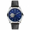 Best deal 💯 Fawler Fenes | Silver-Tone Open-heart Skeleton ⌚ Watch With Blue Dial & Black Leather Strap 😀 -WATCHES FOR MEN Sales 2 1 e9bb3f28ae147ba69b8e3c072eb32f6f