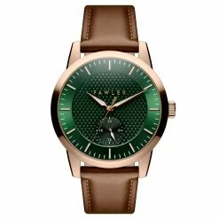 Cheap ✔️ Fawler Dayton | Green Textured Dial and Rose Gold-tone Stainless Steel ⌚ Watch 🤩