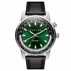 Cheap 👏 Fawler Gentium | Green Stainless Steel World-time GMT ⌚ Watch 💯