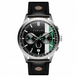 New 💯 Fawler Monterey | White & Green Racing Chronograph Leather ⌚ Watch ✨ -WATCHES FOR MEN Sales 2 1zelbeli