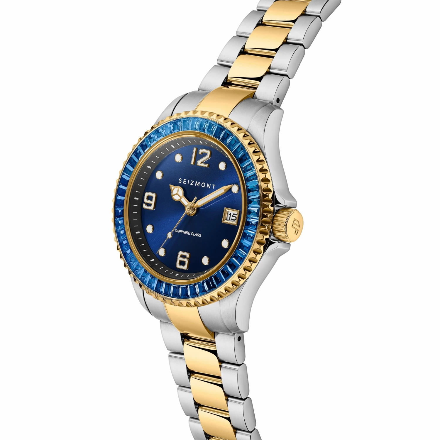 Best Sale π Seizmont Tide | Gold- & Silver-Tone Stainless Steel β Watch With Navy Blue Dial & Blue Jewelled Bezel π 4 Best Sale π Seizmont Tide | Gold- & Silver-Tone Stainless Steel β Watch With Navy Blue Dial & Blue Jewelled Bezel π - Image 2