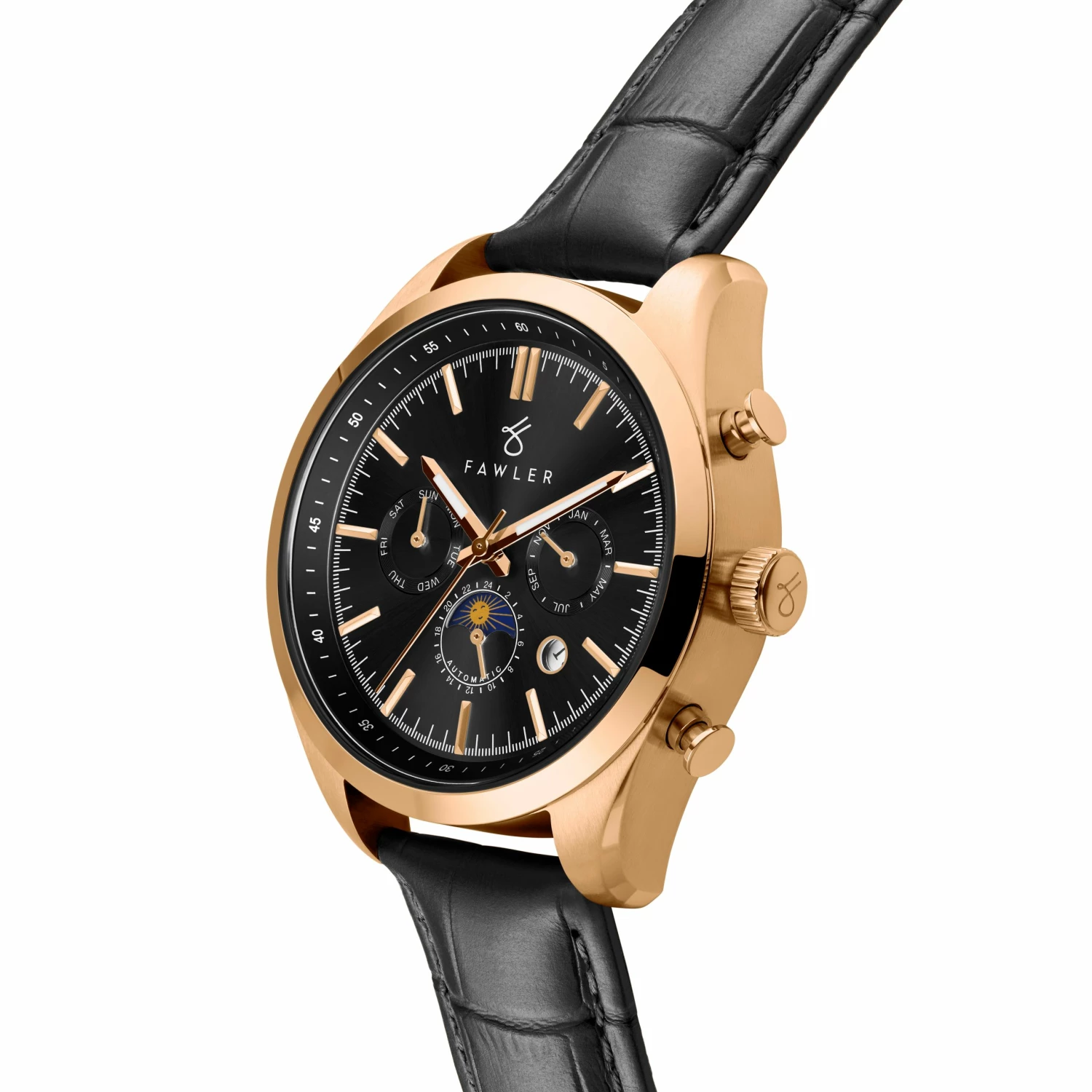 Flash Sale π Fawler Perseus | Rose Gold-Tone Automatic Moonphase β Watch With Black Dial π 4 Flash Sale π Fawler Perseus | Rose Gold-Tone Automatic Moonphase β Watch With Black Dial π - Image 2