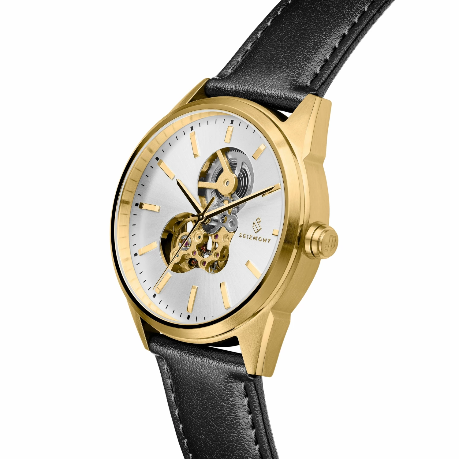 Cheap ❤️ Seizmont Cor | Gold-Tone Automatic Skeleton ⌚ Watch With Silver-Tone Dial & Black Leather Strap ✔️ 7 Cheap ❤️ Seizmont Cor | Gold-Tone Automatic Skeleton ⌚ Watch With Silver-Tone Dial & Black Leather Strap ✔️ - Image 5