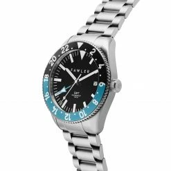 Coupon ⭐ Fawler Métier | Blue Stainless Steel GMT ⌚ Watch ❤️ -WATCHES FOR MEN Sales 2 2gmtsaat