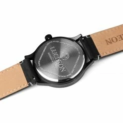 Wholesale 🎁 Lucleon Grover | Black & Pale Yellow Day-Date ⌚ Watch With Black Dial & Black Leather Strap 🧨 -WATCHES FOR MEN Sales 2 3 295