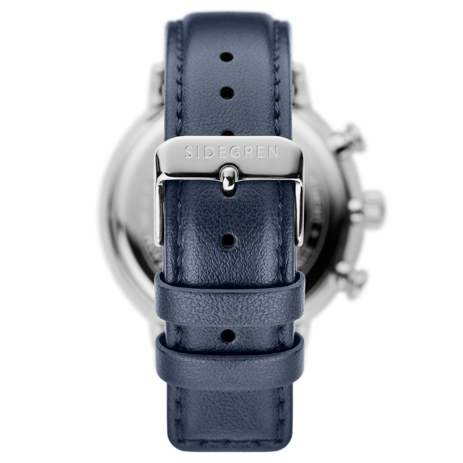 New 👍 Sidegren Solis | Silver-tone With Blue Solar-powered Chronograph Leather ⌚ Watch 🌟 7 New 👍 Sidegren Solis | Silver-tone With Blue Solar-powered Chronograph Leather ⌚ Watch 🌟 - Image 5