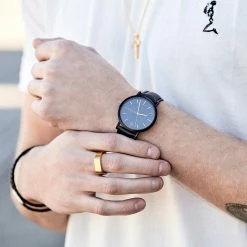 Flash Sale ⌛ Seizmont Moment | Black Minimalist 👗 Dress ⌚ Watch With Black Dial & Black Leather Strap 🧨 -WATCHES FOR MEN Sales 20509 1sq 1