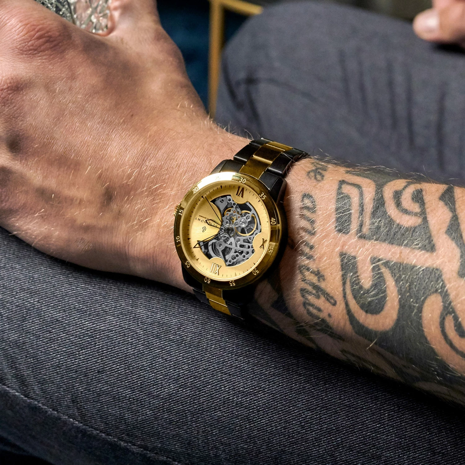 Deals π Seizmont Dante | Gold-Tone & Black Stainless Steel Skeleton β Watch With Gold-Tone Dial π€© 4 Deals π Seizmont Dante | Gold-Tone & Black Stainless Steel Skeleton β Watch With Gold-Tone Dial π€© - Image 2