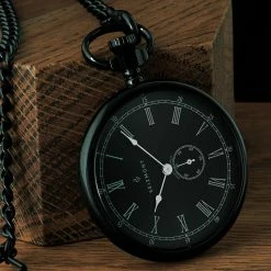 Flash Sale 🎉 Seizmont Time Keeper | Black Stainless Steel Pocket ⌚ Watch With Black Dial 🤩 -WATCHES FOR MEN Sales 20549 1best