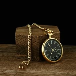 Best Pirce 💯 Seizmont Time Keeper | Gold-Tone Stainless Steel Pocket ⌚ Watch WIth Black Dial 👍 -WATCHES FOR MEN Sales 20553 1