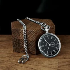 Brand new 🔔 Seizmont Time Keeper | Silver-Tone Stainless Steel Pocket ⌚ Watch With Black Dial 😍 -WATCHES FOR MEN Sales 20555 1