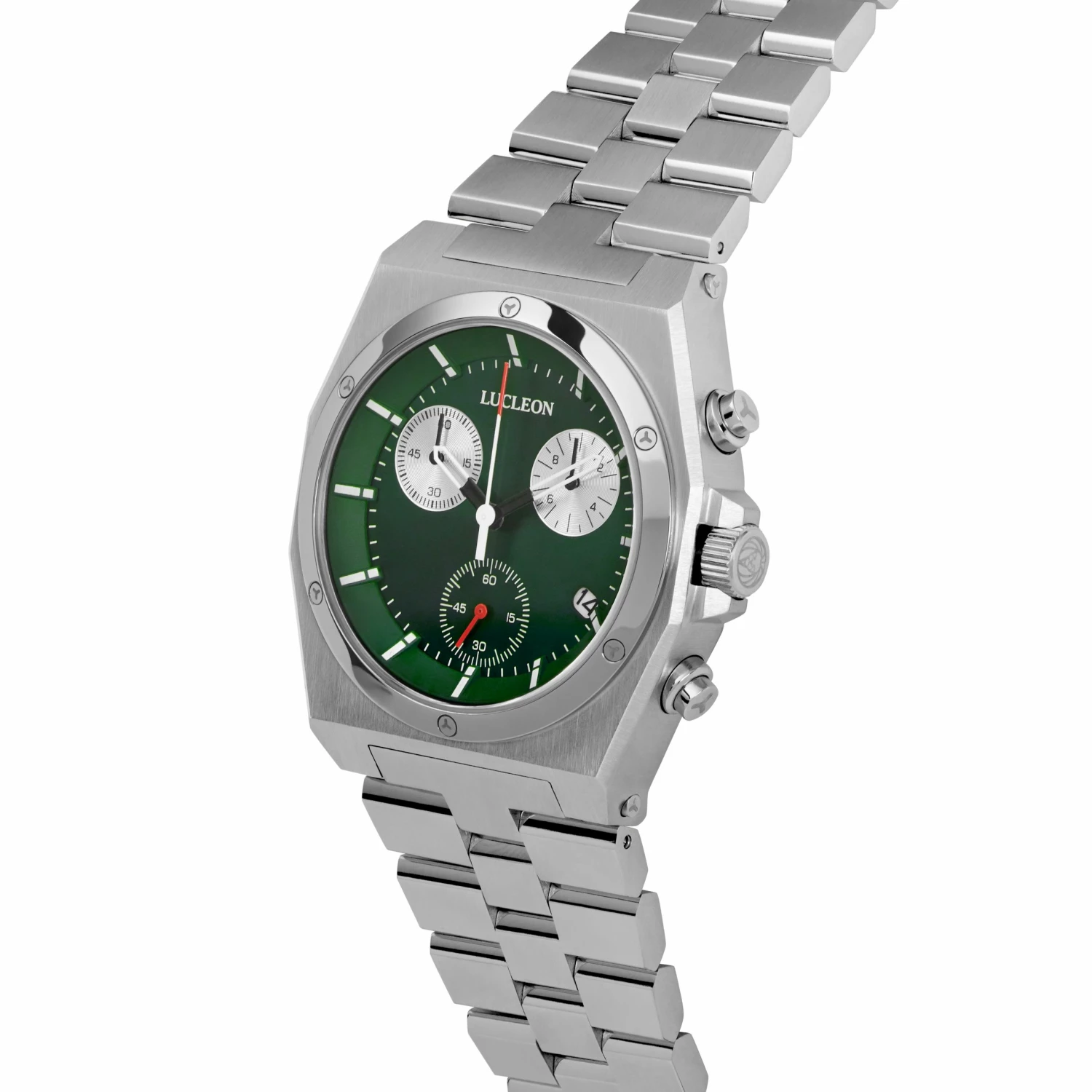 Brand new ⭐ Lucleon Ray | Silver-Tone Stainless Steel Chronograph ⌚ Watch With Green Dial ✔️ 4 Brand new ⭐ Lucleon Ray | Silver-Tone Stainless Steel Chronograph ⌚ Watch With Green Dial ✔️ - Image 2