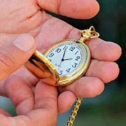 Flash Sale 😀 Montres Carlo Gold-Tone Pocket ⌚ Watch With White Dial 🌟 -WATCHES FOR MEN Sales 2756 watch