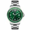 Best deal 🧨 Seizmont Tide | Silver-Tone Stainless Steel ⌚ Watch With Bold Green Dial & Green Jewelled Bezel 🎁
