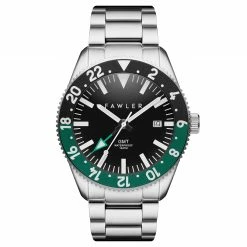 Cheapest 🎁 Fawler Métier | Green Stainless Steel GMT ⌚ Watch ✔️