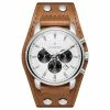 Flash Sale ✔️ Seizmont Iphios | White and Brown Leather Cuff Stainless Steel Chronograph ⌚ Watch 🌟 -WATCHES FOR MEN Sales 3 1ipsos