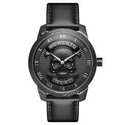 Cheap 😉 Lucleon Memento Mori | Black Damascus Steel Skull ⌚ Watch ✔️