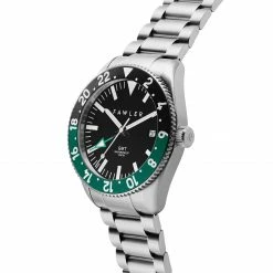 Cheapest 🎁 Fawler Métier | Green Stainless Steel GMT ⌚ Watch ✔️ -WATCHES FOR MEN Sales 3 2gmtsaat