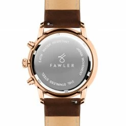 Hot Sale ✨ Fawler Pluto | Rose Gold-Tone Chronograph ⌚ Watch With Rose Gold-Tone Dial & Brown Leather Strap 🔥 -WATCHES FOR MEN Sales 3 4.c3008e95f9893a78f946f2d6d7ddf45d