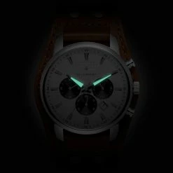 Flash Sale ✔️ Seizmont Iphios | White and Brown Leather Cuff Stainless Steel Chronograph ⌚ Watch 🌟 -WATCHES FOR MEN Sales 3 4ipsos