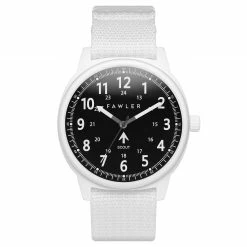 Brand new 😀 Fawler Scout | Limited Edition White Aluminium Military ⌚ Watch With Black Dial & White Nato Strap 😉