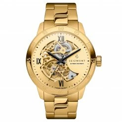 Deals 🎁 Seizmont Dante II | Gold-Tone Stainless Steel Skeleton ⌚ Watch With Gold-Tone Dial ⭐
