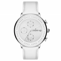 Buy 🥰 Sidegren Solis | Silver-tone With White Solar-powered Chronograph Leather ⌚ Watch 🥰
