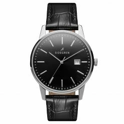 Coupon ๐ Sidegren Patriarch | Silver-Tone ๐ Dress โ Watch With Black Dial & Black Leather Strap โญ