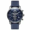 Best Pirce ❤️ Seizmont Parva | Silver-Tone Chronograph ⌚ Watch With Navy Blue Dial & Blue Leather Strap 🤩 -WATCHES FOR MEN Sales 4 1cody