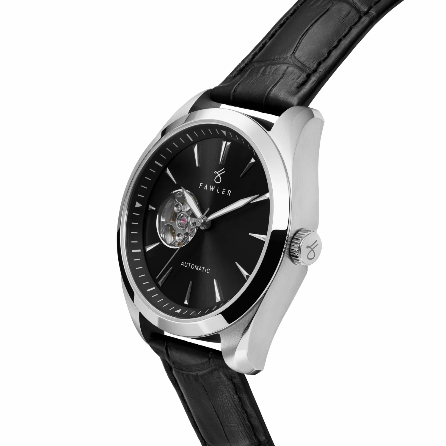 Promo β Fawler Fenes | Silver-Tone Open-heart Skeleton β Watch With Black Dial & Black Leather Strap π 4 Promo β Fawler Fenes | Silver-Tone Open-heart Skeleton β Watch With Black Dial & Black Leather Strap π - Image 2