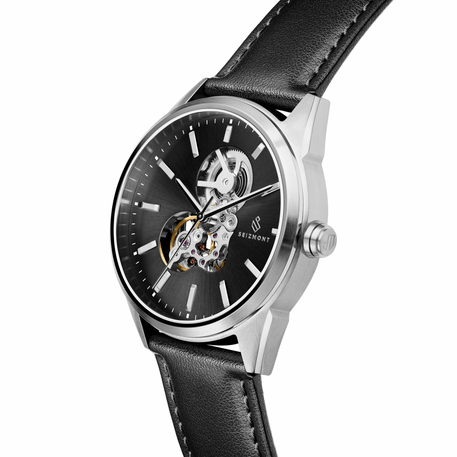 Best Sale ✔️ Seizmont Cor | Silver-Tone Stainless Steel Skeleton ⌚ Watch With Black Dial ✔️ 7 Best Sale ✔️ Seizmont Cor | Silver-Tone Stainless Steel Skeleton ⌚ Watch With Black Dial ✔️ - Image 5