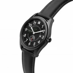 Discount 😀 Fawler Aviator | Black Aviator ⌚ Watch With Black Dial, White Arms & Black Leather Strap 🤩 -WATCHES FOR MEN Sales 4 2 copy 26