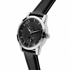 New ❤️ Fawler Dayton | Black Textured Dial and Silver-tone Stainless Steel ⌚ Watch ⌛ -WATCHES FOR MEN Sales 4 2dajton