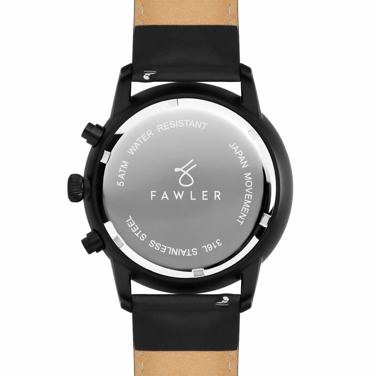 Wholesale ⭐ Fawler Pluto | Black Chronograph ⌚ Watch With Black Dial & Black Leather Strap ❤️ 6 Wholesale ⭐ Fawler Pluto | Black Chronograph ⌚ Watch With Black Dial & Black Leather Strap ❤️ - Image 4
