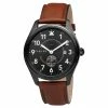 Discount 🛒 Fawler Aviator | Black Aviator ⌚ Watch With Black Dial & Terracotta Leather Strap 🔥 -WATCHES FOR MEN Sales 5 1 copy 22