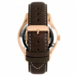 Hot Sale 😉 Fawler Orrin | Rose Gold-Tone Moonphase ⌚ Watch With Black Dial & Dark Brown Leather Strap 🛒 -WATCHES FOR MEN Sales 5 3.b33d599767efb53d603891c245549465