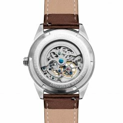 Outlet 🔔 Seizmont Cor | Silver-Tone Automatic Skeleton ⌚ Watch With Blue Dial & Brown Leather Strap 😀 -WATCHES FOR MEN Sales 5 3 99f10c0ecd409a4585d99f66f2e90d92