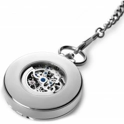 Best Pirce 🥰 Fawler Easton | Silver-tone Automatic Pocket ⌚ Watch 💯 -WATCHES FOR MEN Sales 5 5aist