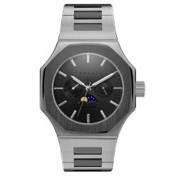 Promo 😀 Arkai Mace | Limited Edition Silver-Tone & Gunmetal Stainless Steel Moonphase ⌚ Watch 🧨