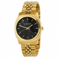 Deals 👍 Lucleon Major | Gold-Tone Minimalist Stainless Steel ⌚ Watch With Black Dial ⭐