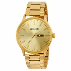 Wholesale 👍 Lucleon Grover | Gold-Tone Stainless Steel Day-Date ⌚ Watch With Gold-Tone Dial ⌛